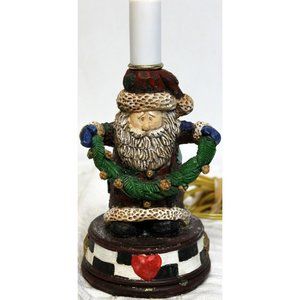 Faux Carved Wood Christmas Santa Table Accent Lamp Holiday Decor Night Light